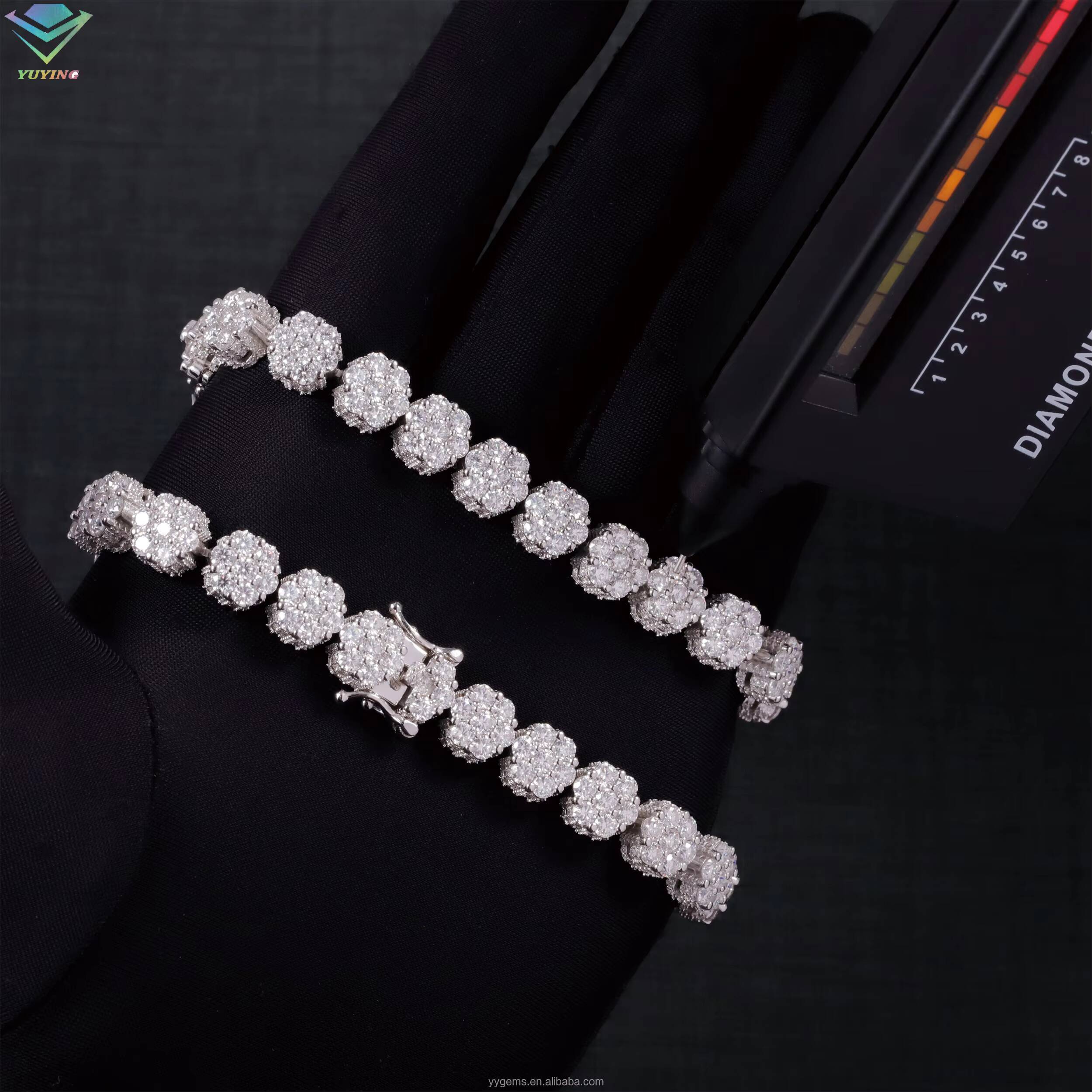 Diamond 925 Sterling Silver 10mm VVS Moissanite Diamonds Cuban Link Bracelet With GRA Certificate