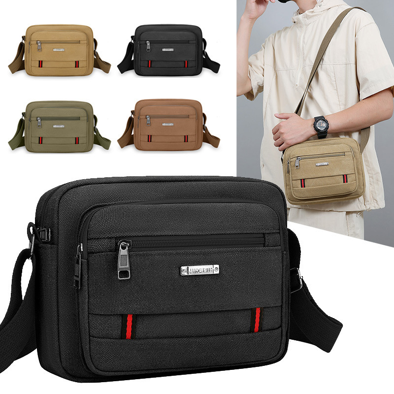 New Free Shipping Capacity Single Shoulder Bag Business Designer Bag Multi Layer Simple Textured Canvas Bag Lightweight Commuter Luxury Bag Men S Cros