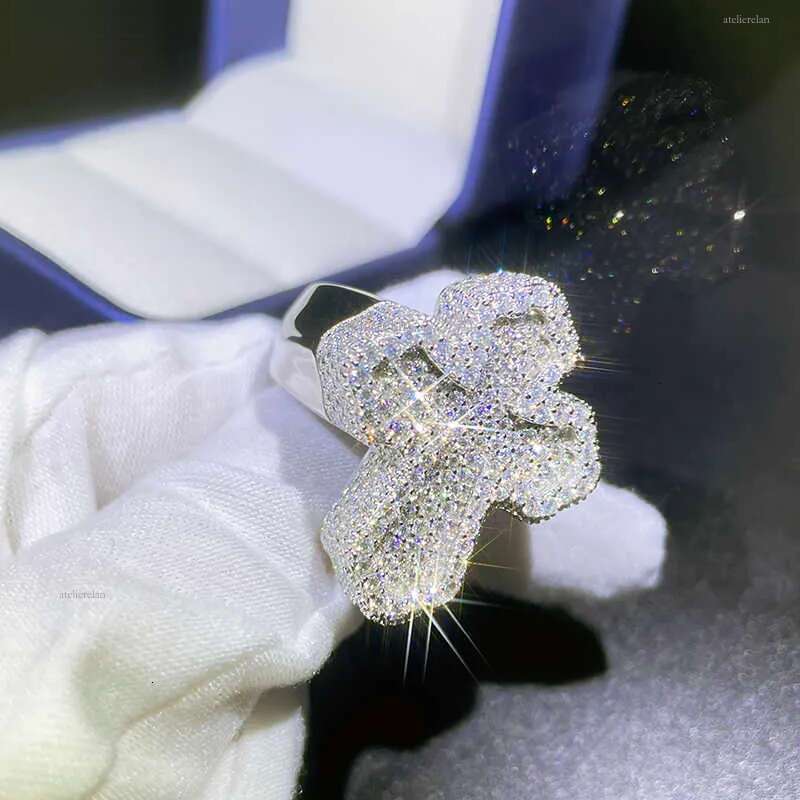 Band New Style Sterling Sier Iced Out Moissanite Dia Ring Cross Custom Jewelry Rings For Men