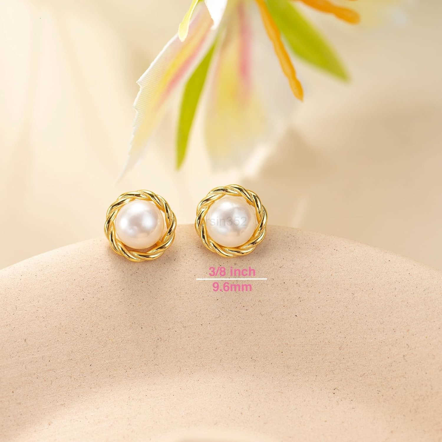 Gold Earring Studs Small Size 18k Gold plated Sterling Silver Lustrous Real Freshwater PearlsW250911