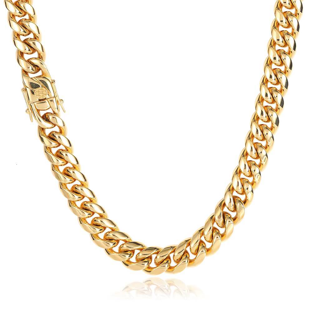 NUOYA High Polish 10mm Stainless Steel Cuban Link Chain Silver Hip Hop Necklace for Men and Women Fine Jewelry