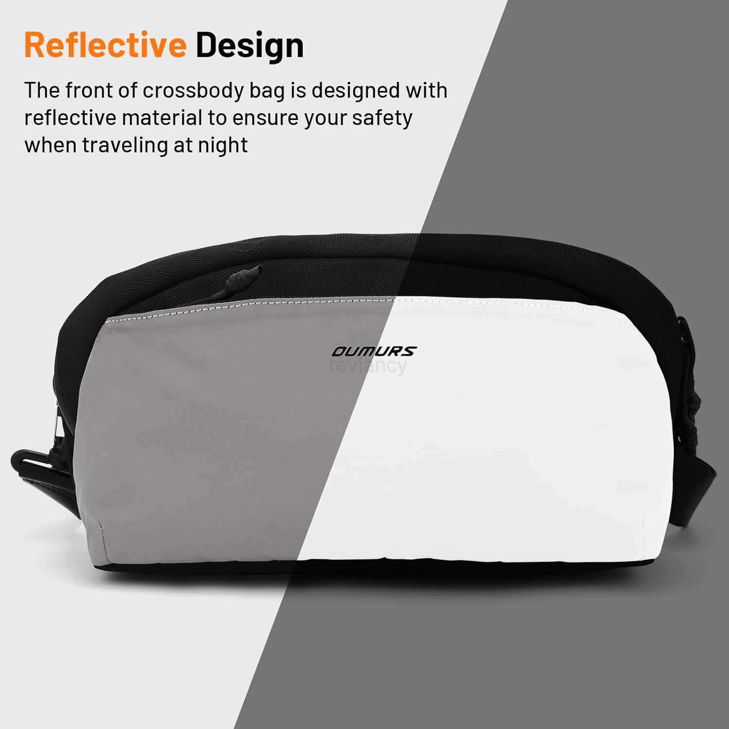 Reflective Crossbody Bag Sling Backpack for Motorcycle Men and Women Waterresistant 1680D Oxford Fabric Sling Bag LightweightW250911