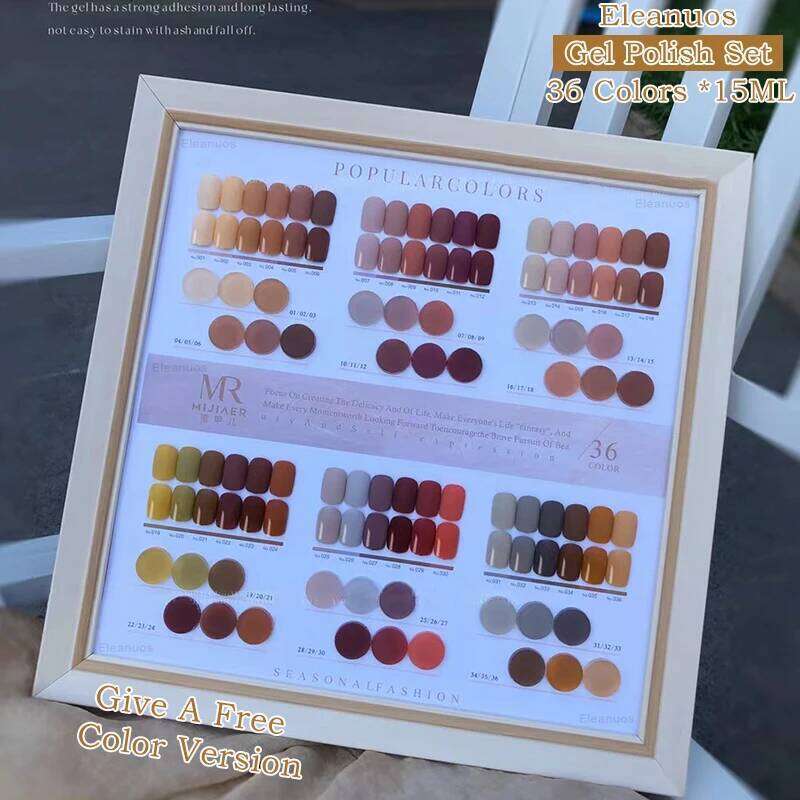 Eleanuos 15Ml Polishing Polish 36 Color Orange Yellow Brown Gold Shiny Autumn And Winter Immersion Gel Nail DIY Salon
