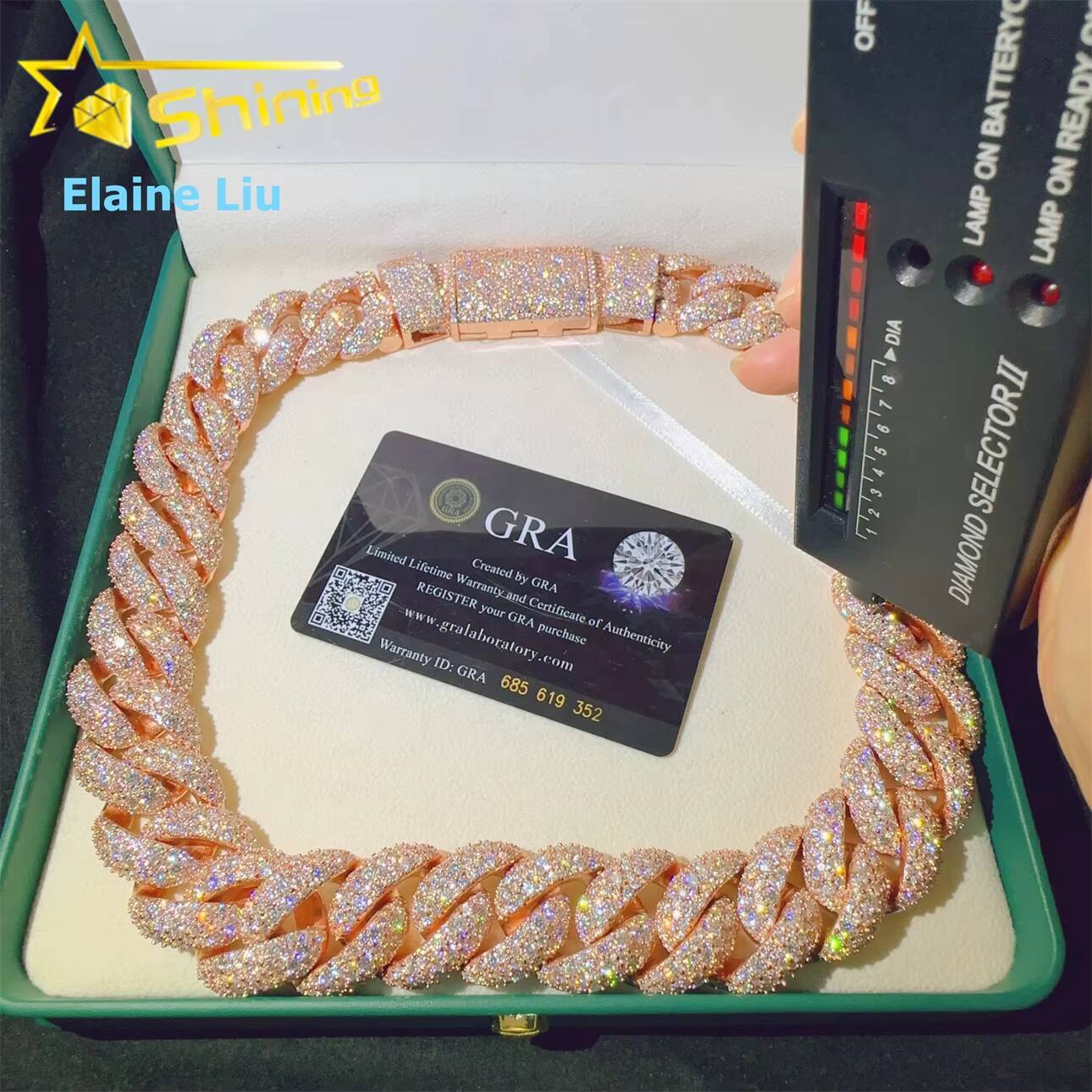 23mm Iced Out VVS Moissanite Diamond Sterling Silver 925 Hip Hop Jewelry Miami Cuban Link Chain Necklace