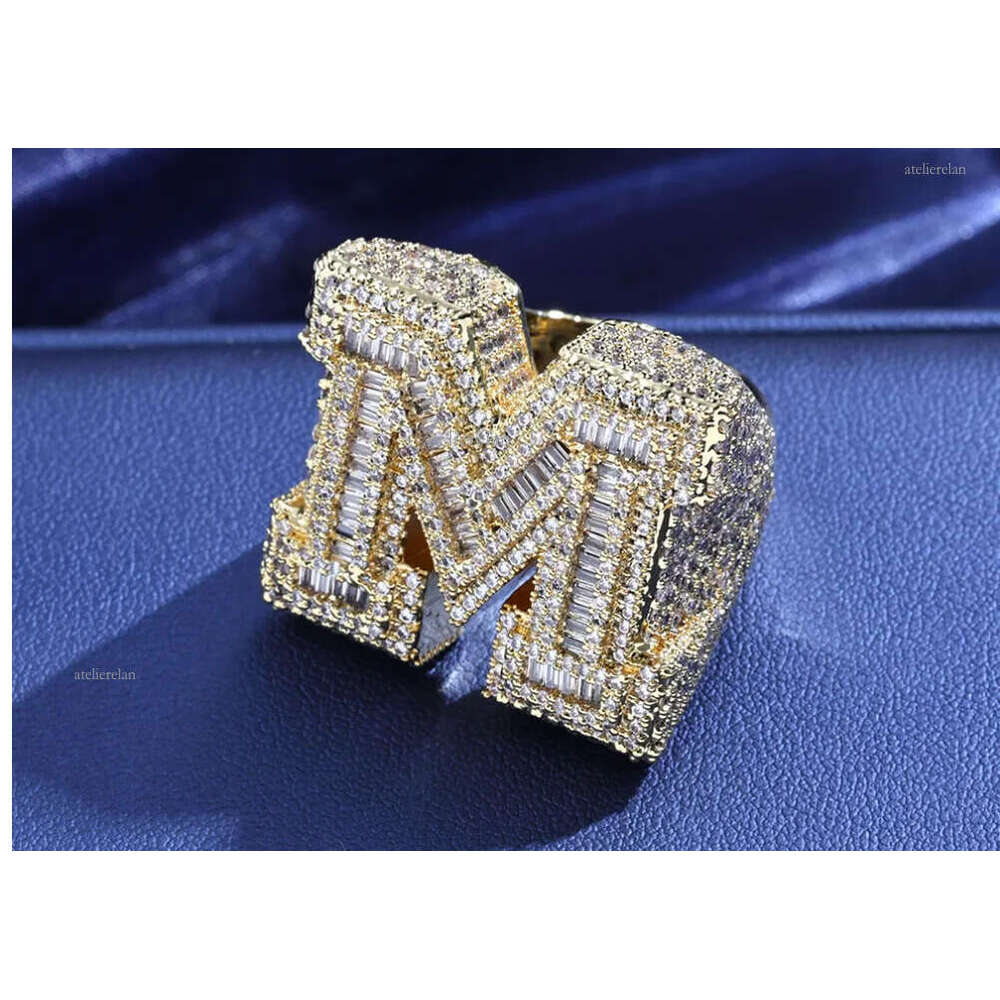 Designer Jewelry Customized Personalized Hiphop Fully Iced Out VVS Baguette Moissanite Dia Men Letter Rings