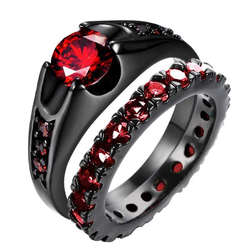 Charm Couple Rings For Men Stainless Steel Celtic Dragon Ring Heart Red Zircon Women Wedding Rings Set Valentines Day Jewelry W250911
