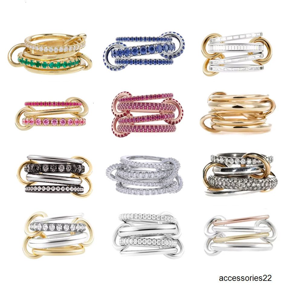 Band Rings Cluster Rings 2025 New High Quality 3 Colors 4 Links Stacked Rings Micro Pave Cubic Zircon Mix Color Multi Pieces Stack Full Finger Women Jewlery