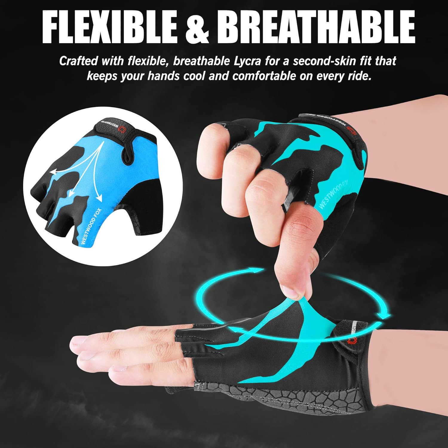 Cycling Gloves Half Finger Unisex Padded Grips Palm Bicycle Summer MTB Bike Gloves for Men Women NonSlip Fingerless Short Mountain Bike Sports Hiking 