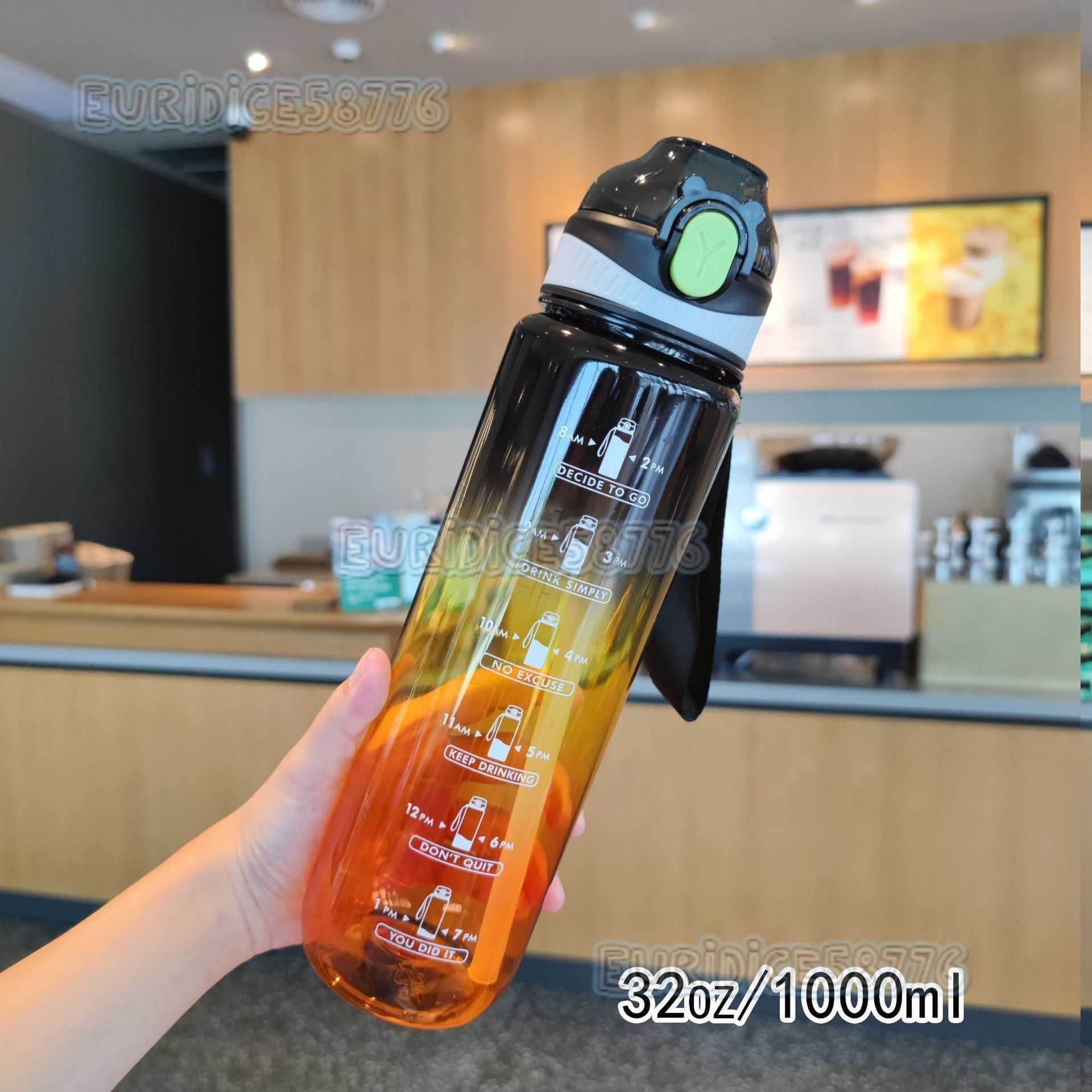 New Transparent Gradient Duckbill Plastic Graduated Travel Cup Outdoor Fitness Sports Straw Space Cup H250911