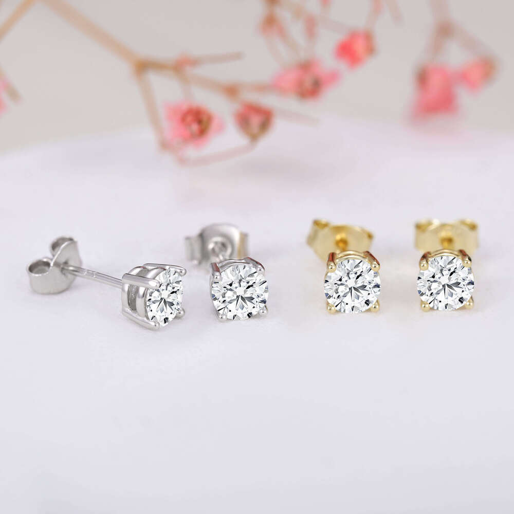Classic 0.5ct Moissanite Stud Dia Round Cut for Women Sterling Sier Earrings Hypoallergenic