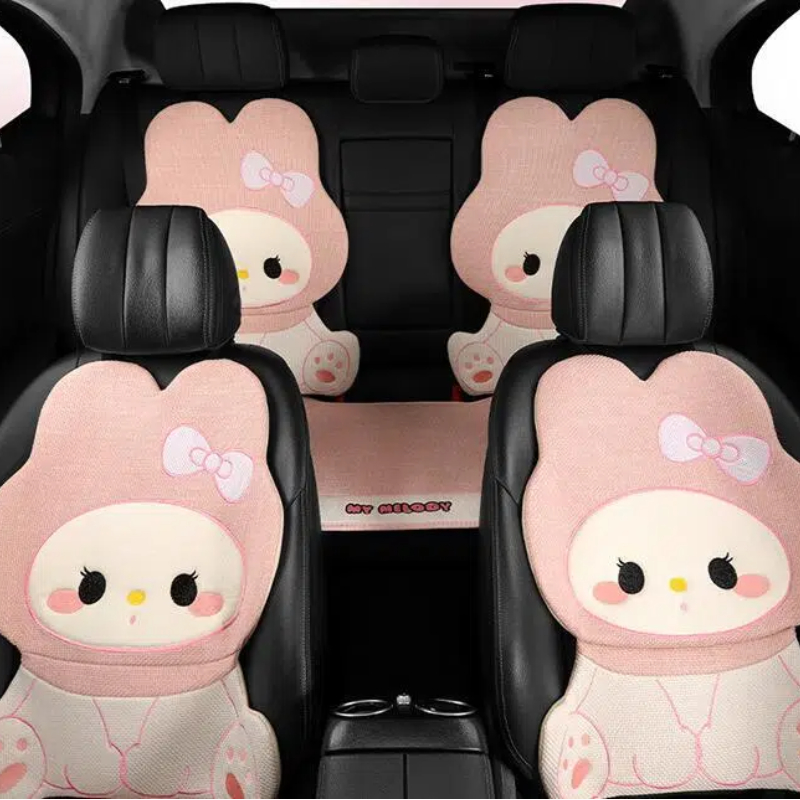 Linen Car Seat Cushion All Season Universal Summer Breathable Cotton Linen Seat Cover Pink Cartoon Cute Ladies Single Piece Cooling Cushion 250910