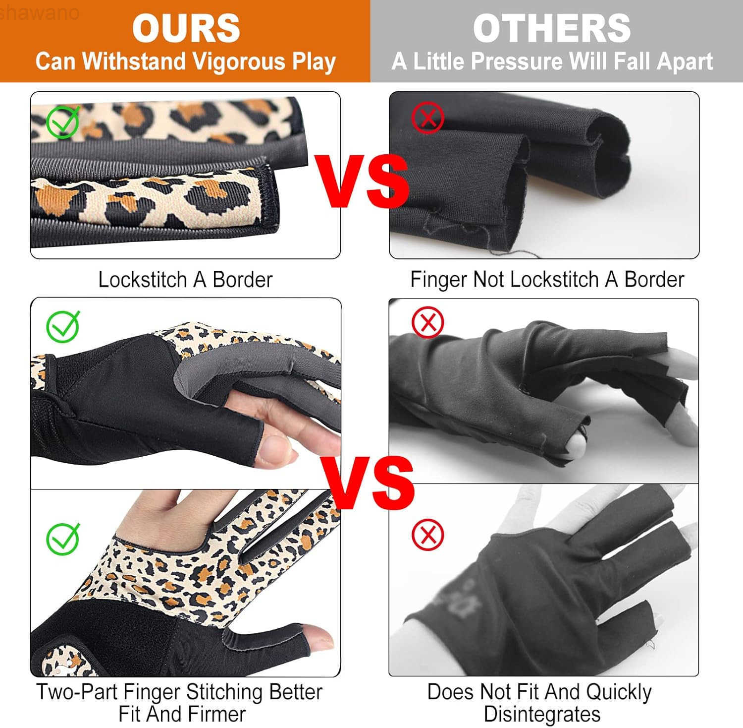 Billiard Pool Gloves for Left Hand 3 Finger Splicing Process Snooker Cue Sport Glove Popular Sizes for Men WomenW250911