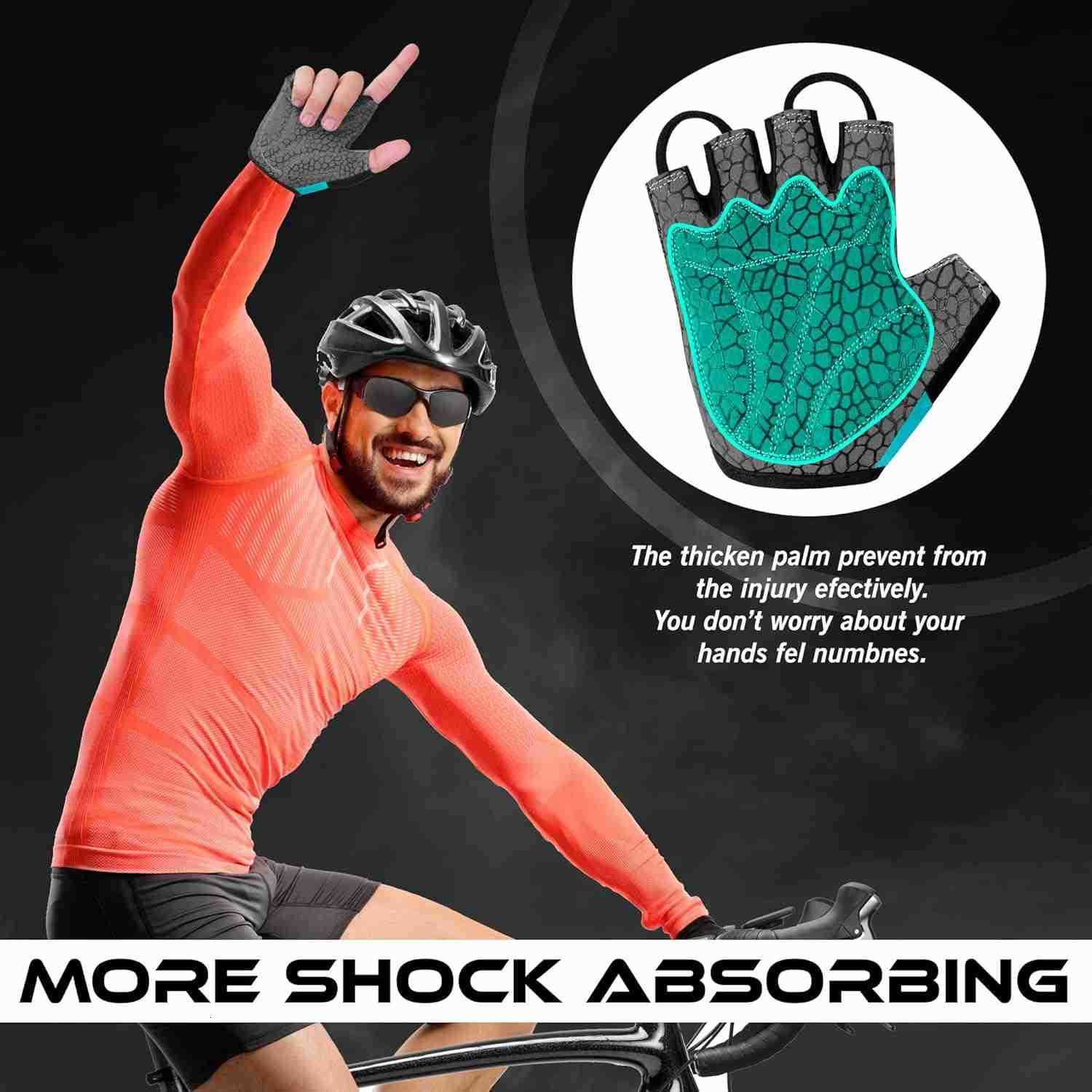 Cycling Gloves Half Finger Unisex Padded Grips Palm Bicycle Summer MTB Bike Gloves for Men Women NonSlip Fingerless Short Mountain Bike Sports Hiking 