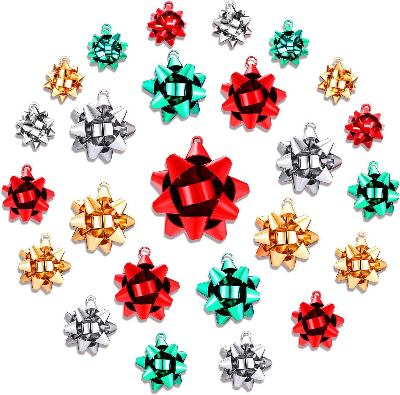 25PCS Christmas Charms for Jewelry Making Red Green Xmas Bow Charm Pendants for DIY Earring Necklaces Holiday Clothes Sewing Bag Decoration SupplyW250