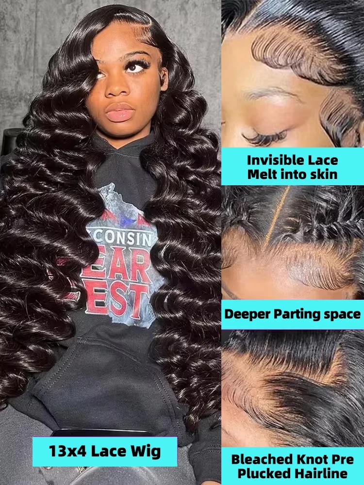 30 Inch Deep Wave Frontal Wigs 13x6 HD Lace Frontal Wigs Curly Human Hair Wigs Pre Plucked Brazilian 200 Density Glueless Wigs Ready To Wear For Women