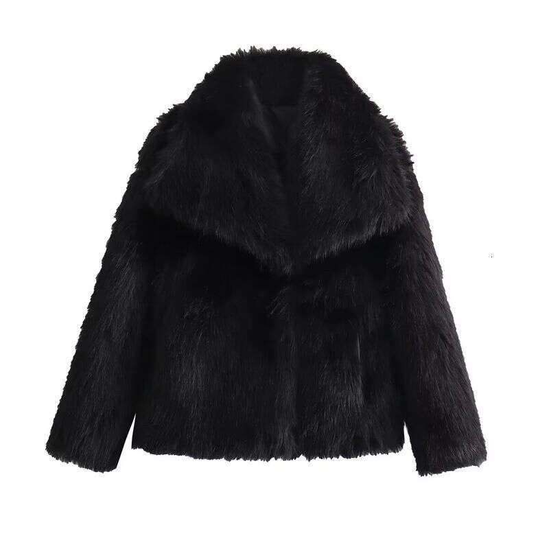 Women's Clothing 2024 Spring New Street Fashion Loose Fur Lapel Jacket A14001