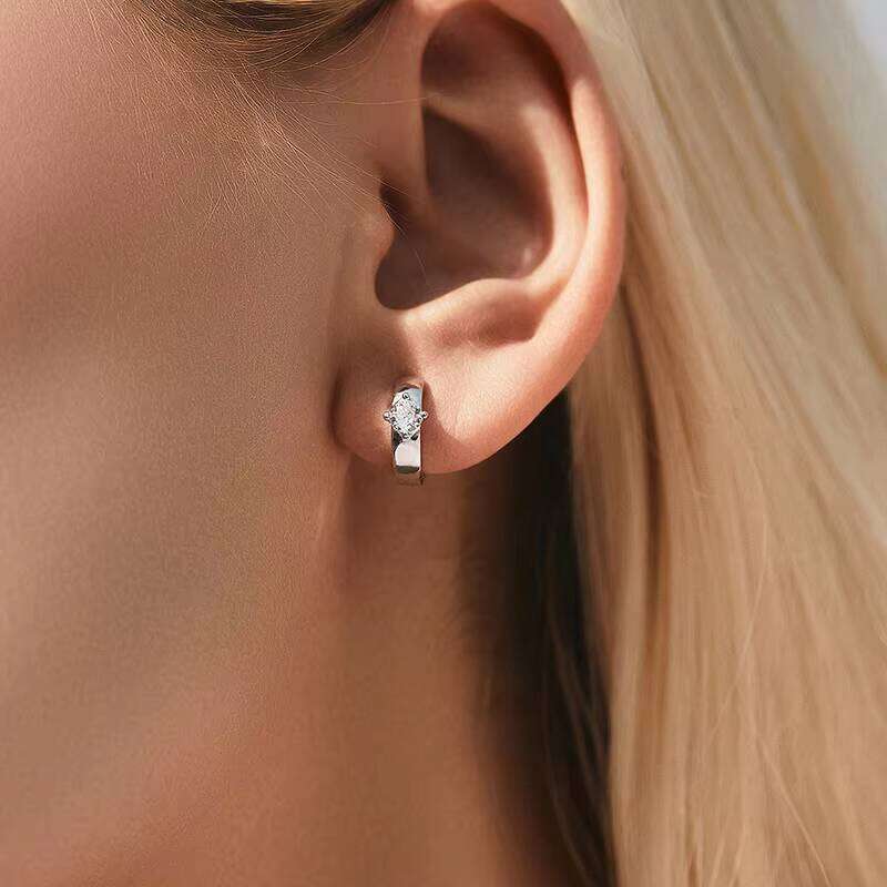 Tempusort Minimalist Hoop 0.4Ct Fine Jewelry Sier Moissanite Earrings Hoops