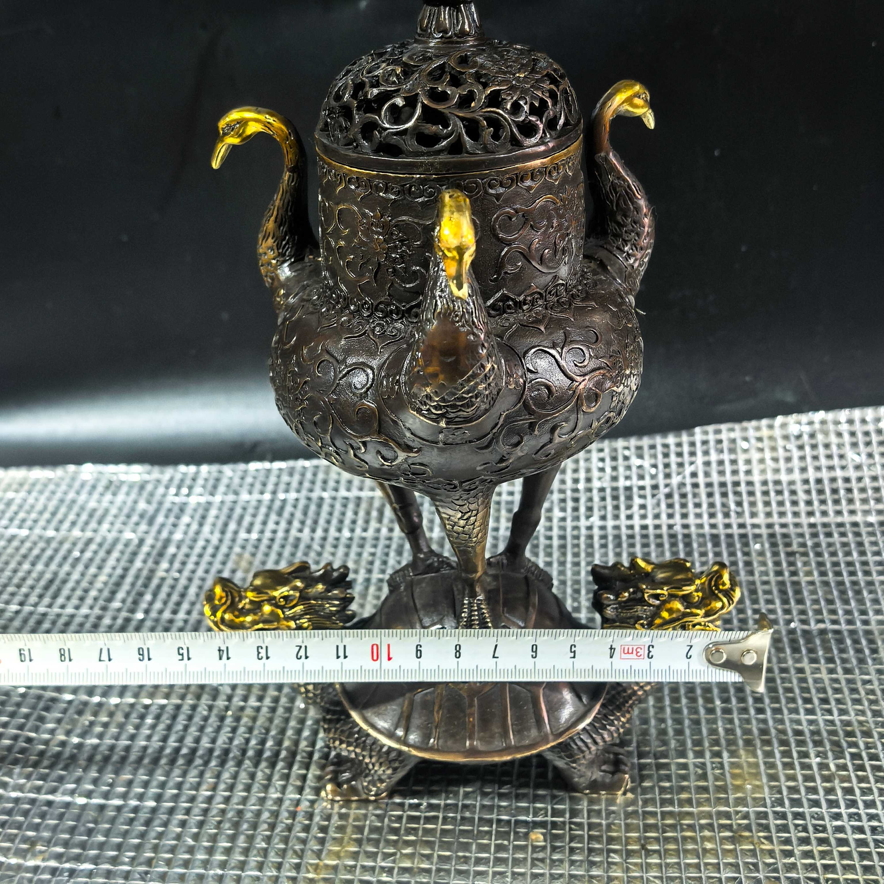 Antique bronze turtle and crane longevity incense burner sandalwood burner ornaments high-end turtle and crane longevity birthday home office collecti