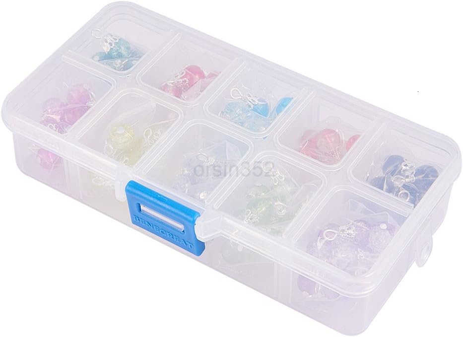 100pcs Crystal Dangle Charms Crackle Glass Drop Beads Charms 10 Color Dangle Bead with Silver Bead Cap Drops Beads Charms Pendants for Jewelry Making 