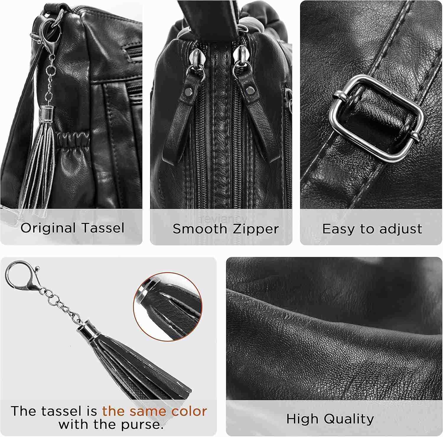 Crossbody Bag for Women with Tassel Ladies Soft PU leather Purses and Handbag PocketbooksW250911