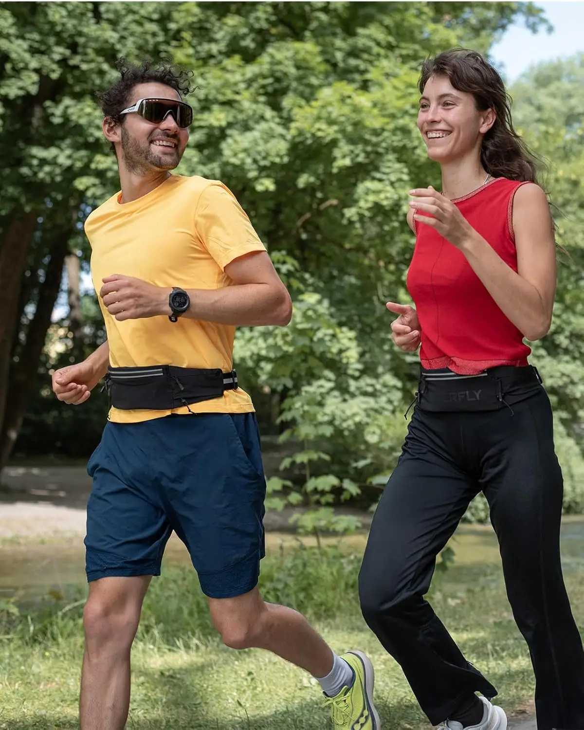 WATERFLY Running Belt Fanny Pack Breathable 3 Pocket Waist Bag for Men Women Workout Exercise Fitness Phone Holder Fits ALL Pho Z250911