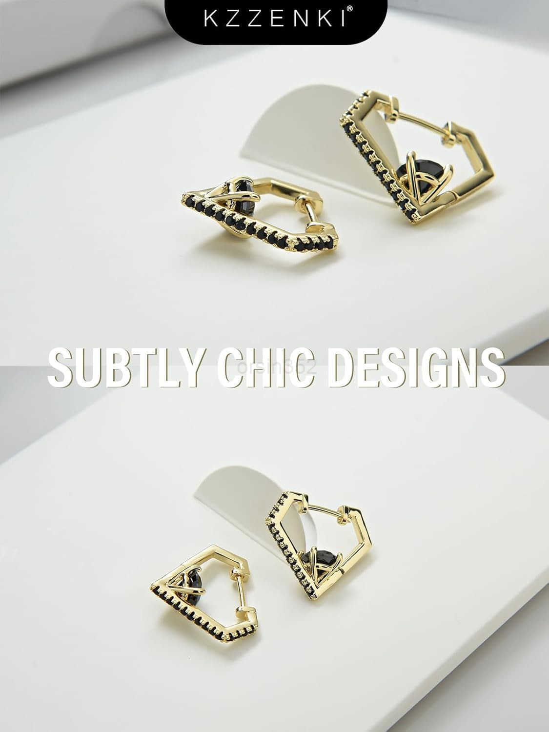 Hoop Earrings for Women Men 14K Gold Plated Cubic Zirconia Cuff Earrings Stud Jewelry GiftW250911