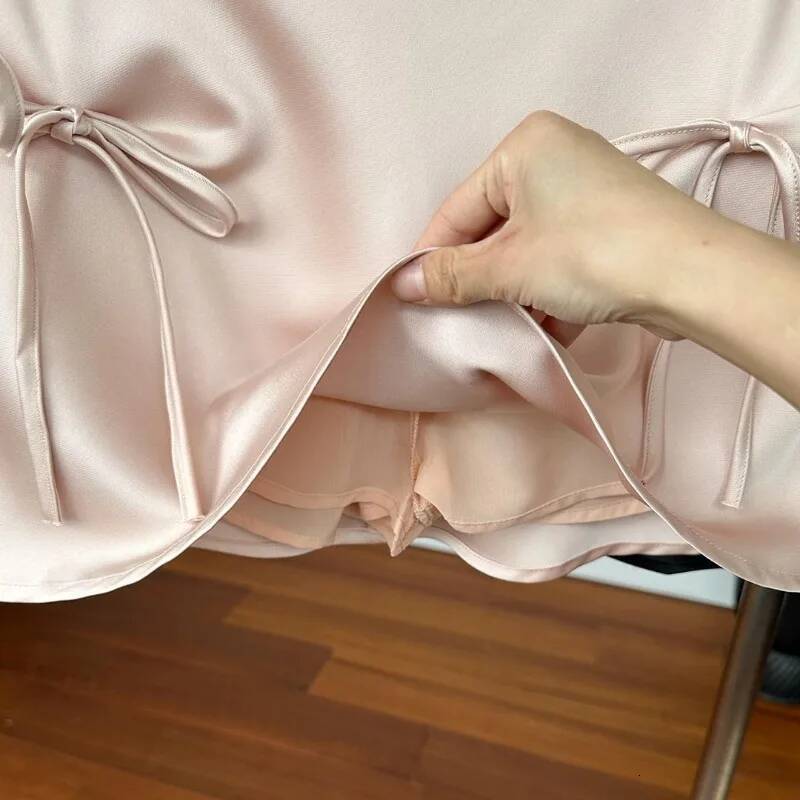 Solid Mini Skirts Women Summer Sweet Girls Bow High Waist Slim Leisure All-match A-line Korean Fashion Temperament Gentle Chic dongdumaoyi