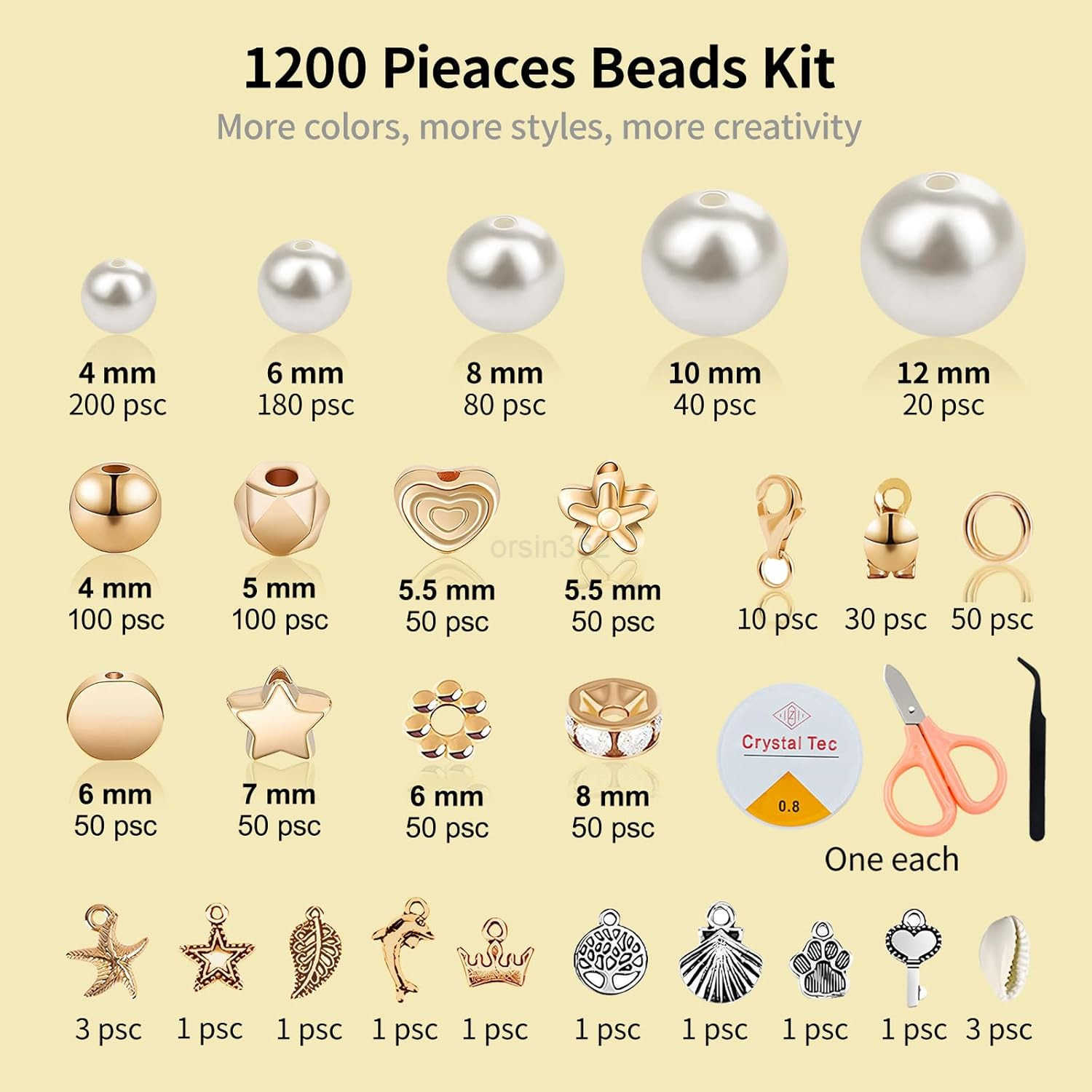 1200Pcs Pearl Beads for s Making Kit for Adults Kids Friendship Kits Jewelry Making Kit with String and Charms for Girls Teens DIY Pearls KiW250911