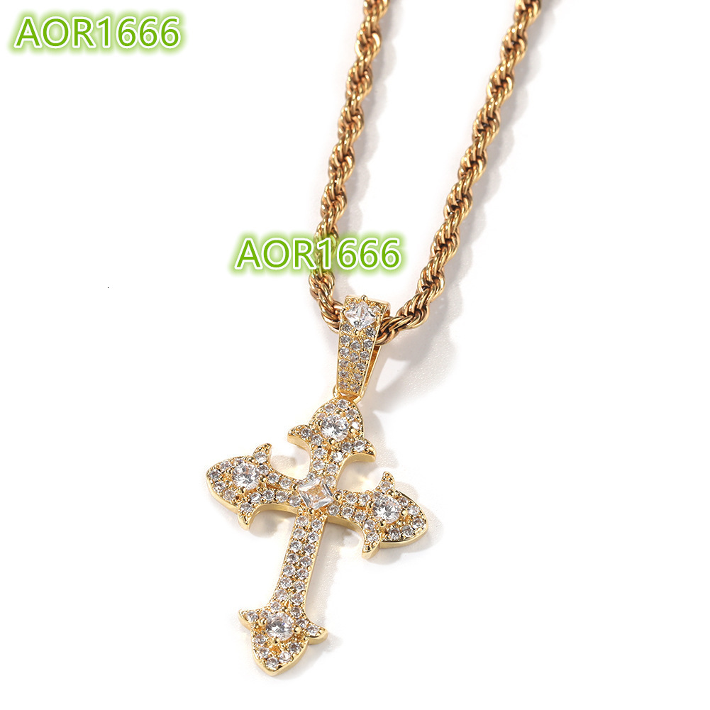 Vintage Zircon Cross Pendant Hot Sale Jewelry Necklace Hip Hop Full Diamond Cross Necklace Fashion Jewelry