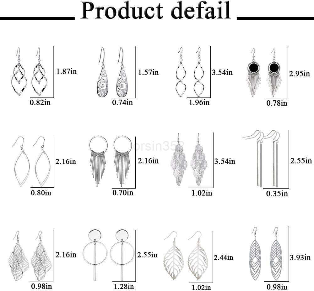 12 Pairs Drop Dangle Earrings boho Fashion Jewelry Vintage Statement Boho Bohemian Earrings Set for WomenW250911
