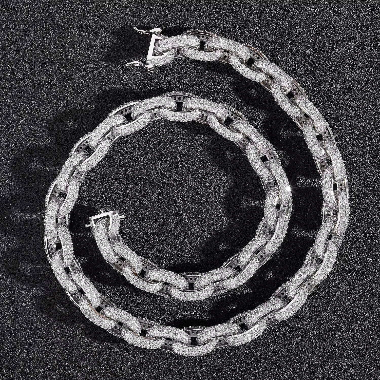 Hip Hop Jewelry Pass Diamond Teste 925 Silver Iced Out Cuban Chain Moissanite Diamond Bracelet Necklace Miami Cuban Link Chain