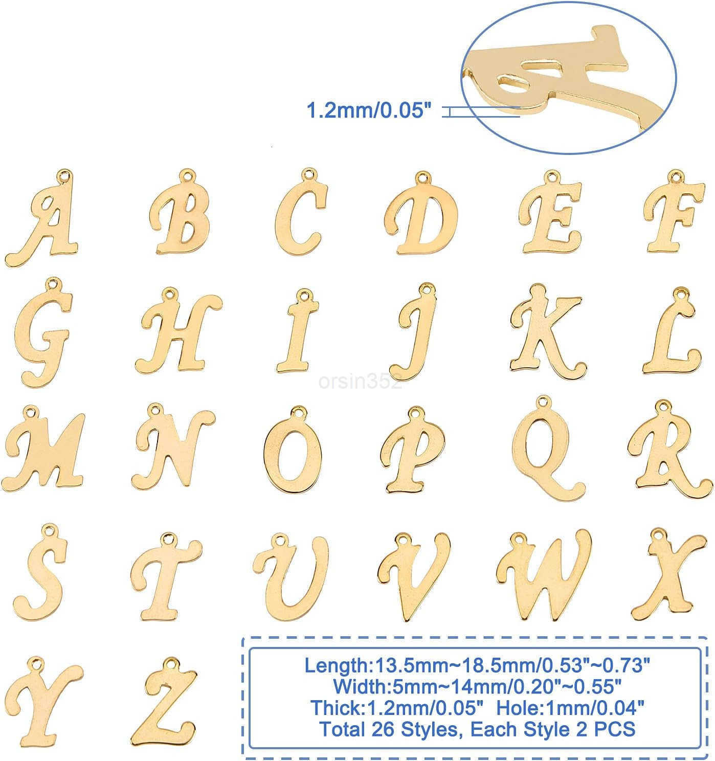 26pcs Metal Letter Pendants Old English Gothic Pendants Stainless Steel AZ Letter Charms with Jump Ring for s Necklaces and Earrings Craft MakiW250911