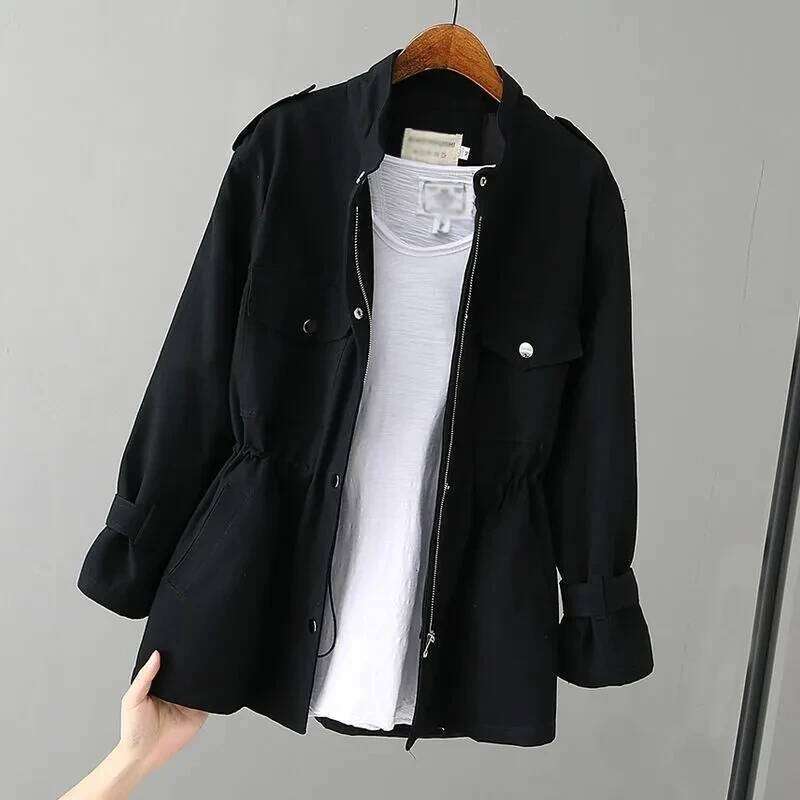 Spring Autumn Jacket Top 2025 New Loose Oversize Windbreaker Mid-Length Outwear Women All-Match Trench Coat