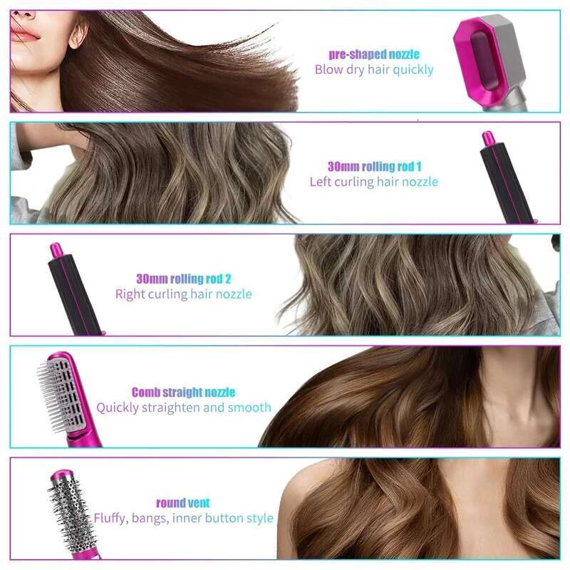 For Airwrap 5 In 1 Hot Comb Set Professional Curling Iron Straightener Styling Tool Hair Dryer Household