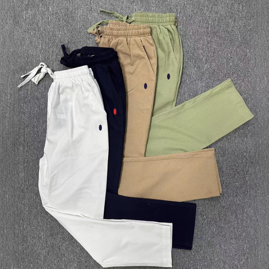 Polo Men's Pants Cotton Linen Classic Pony Embroidered Designer Polo Pants Summer Thin Fashion Sports Casual Mens Straight Leg Long Trousers