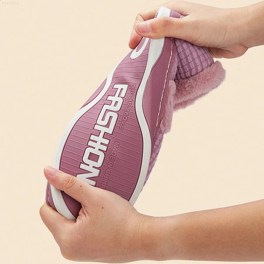Winter Home Slippers for Women Bedroom Antislip House Cotton Shoes Warm Plush Couples Indoor Slippers250906