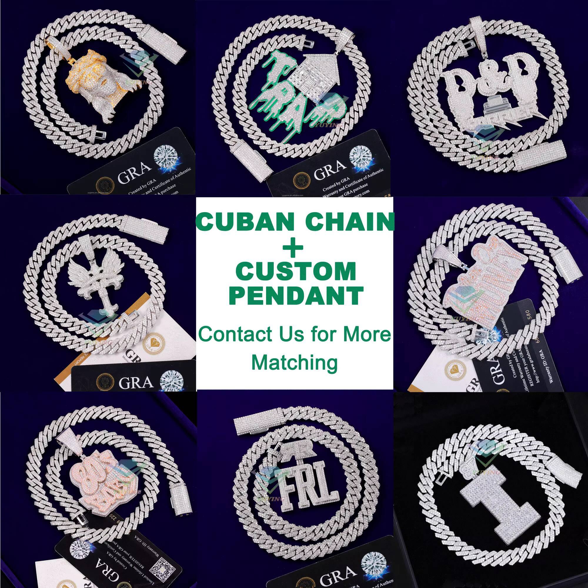 Hip Hop Baguette Moissanite Custom 2inch Letter Pendant 925 Sterling Silver Iced Out Name Charm Pendant for Chain Necklace
