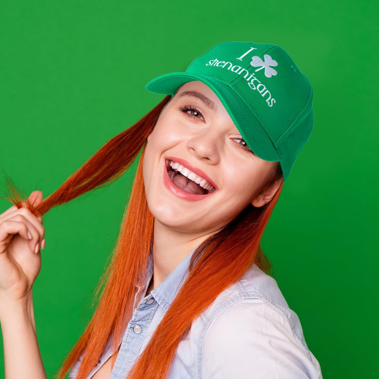 St Patricks Day Hat, Green Trucker Hat for Men Women, Adjustable Cotton Shamrock Cap