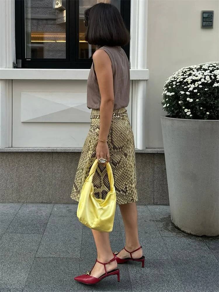 Tossy Snakeskin Printed Fashion Women's High Waist Slim Contrast Patchwork Commute Streetwear Female Vintage Y2k Skirt dongdumaoyi