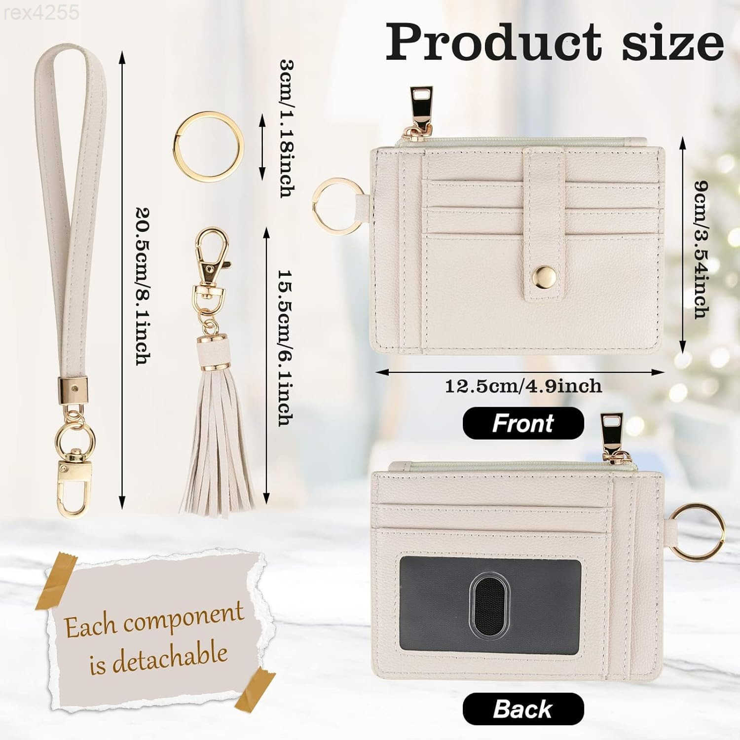 Small Wristlet Wallets for Women RFID Credit Card Holder Wallet Keychain Wristlet Wallet Credit Card Wallets for Women BeigeW250911