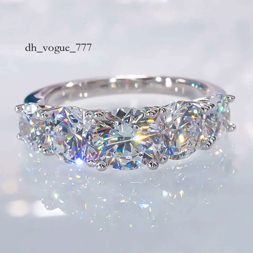 5 Stones 3.6cttw Full Moissanite Rings for Women S Sterling Sier Row Ring Plate Sparkling Dia Wedding Bands Jewelry
