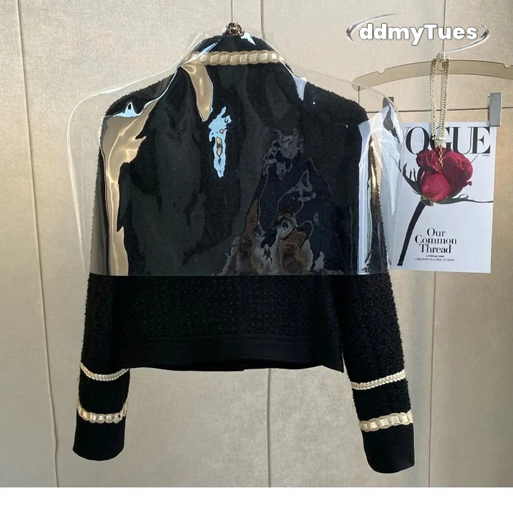 Winter Vintage Small Fragrant Black Tweed Coat Woolen Jacket Two Suit Wrap Hip Mini Skirts Dress Sets Fashion Clothes Women 240708 TUES