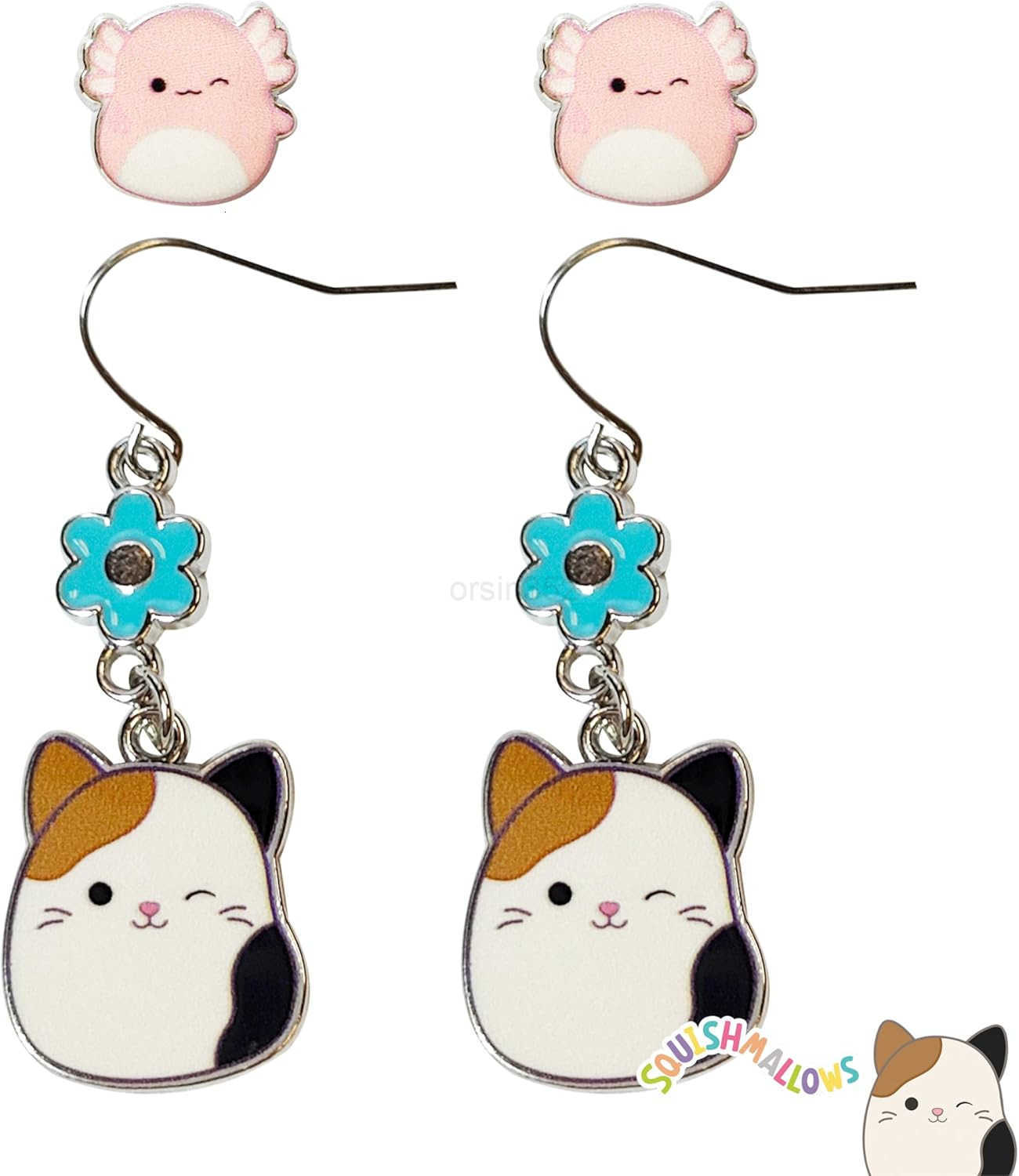 Hypoallergenic Earrings for Girls Stud and Fishhook Drop Sets with Charms One Size Fits All Ages 8W250911