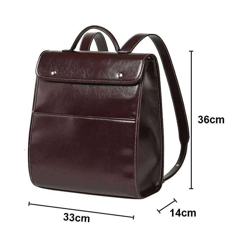 Women's Backpack Vintage Genuine Leather Girls School Bag Large Capacity Student Laptop Bags Cowhide Handbags Women Backpacks 250911