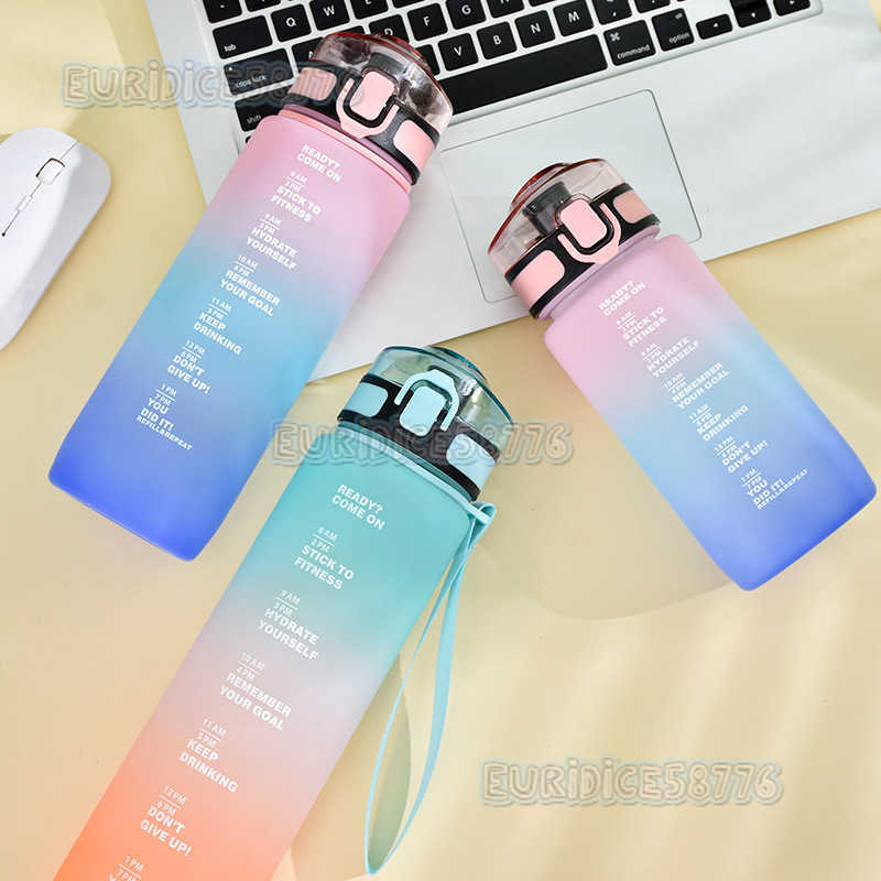 Single Drink Plastic Cup New Gradient Sandblasting Large Capacity 1l Water Bottle Direct Drinking Space Cup H250911