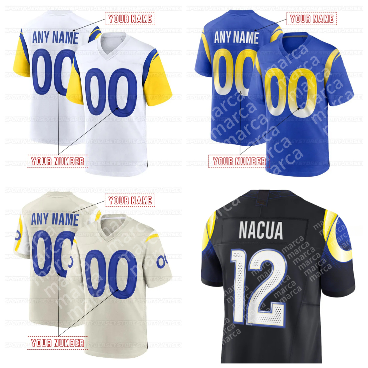 Custom 2025 Rivalries jersey Matthew Stafford Kyren Williams Aaron Donald Puka Nacua avante Adams Christian Rozeboom Jaylen McCollough Stetson Bennett ii