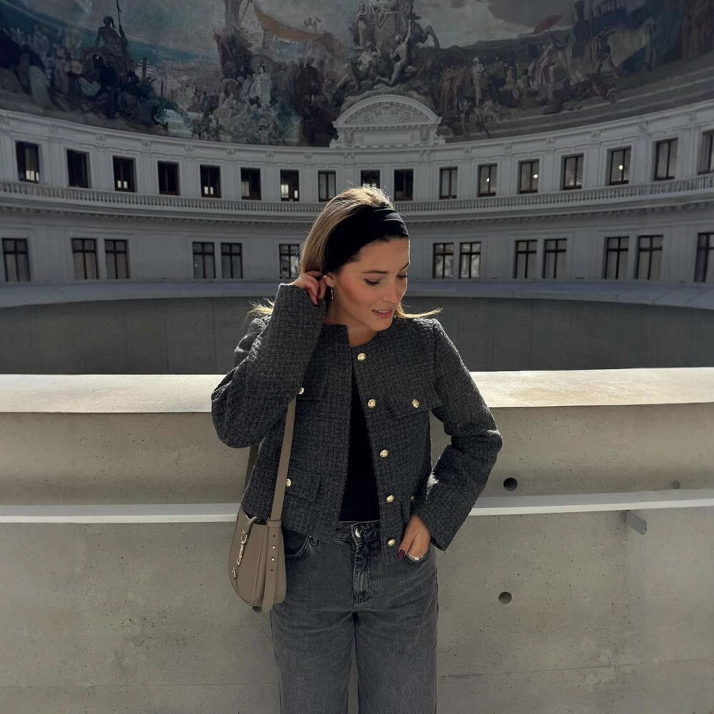 DHEssentials 2025 Fashion Small Chanel Style Single-Breasted Elegant Short Coat for Women 1231352