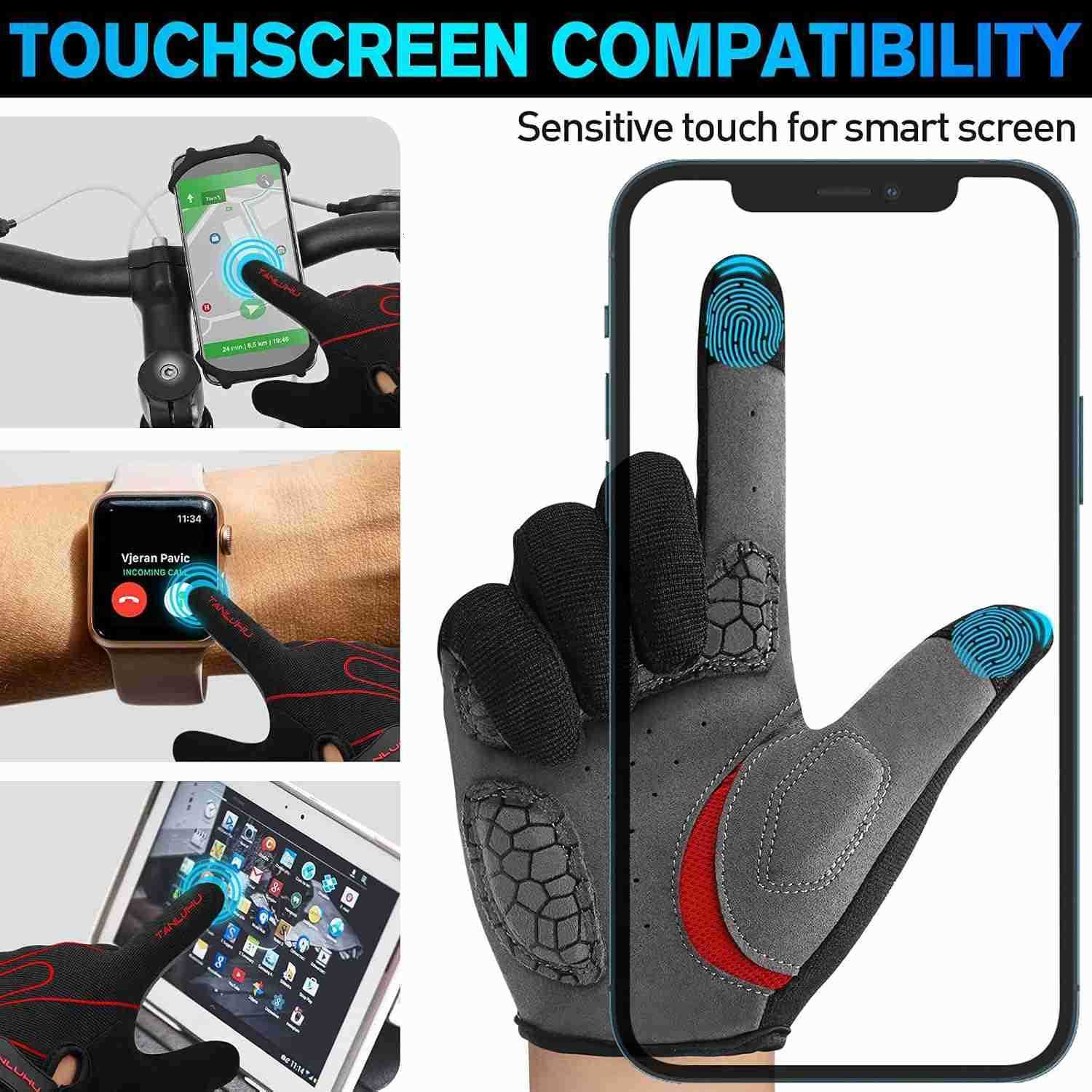 Cycling Gloves Mountain Bike Gloves Biking Gloves for Men Women Outdoor Full Finger Workout Gloves Touch Screen AntiSlip ShockAbsorbing MTB Gloves Roa