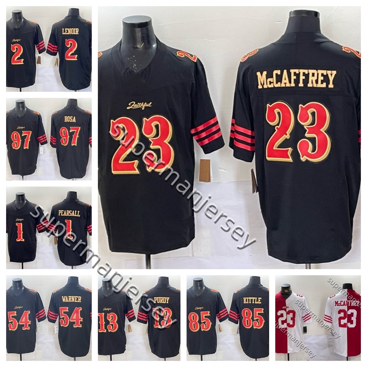 Christian McCaffrey 23 Brock Purdy 13 George Kittle Nick Bosa Fred Warner football jersey Stitched Men Women 2025 Deommodore Lenoir 2 Ricky Pearsall 2025 new style 49