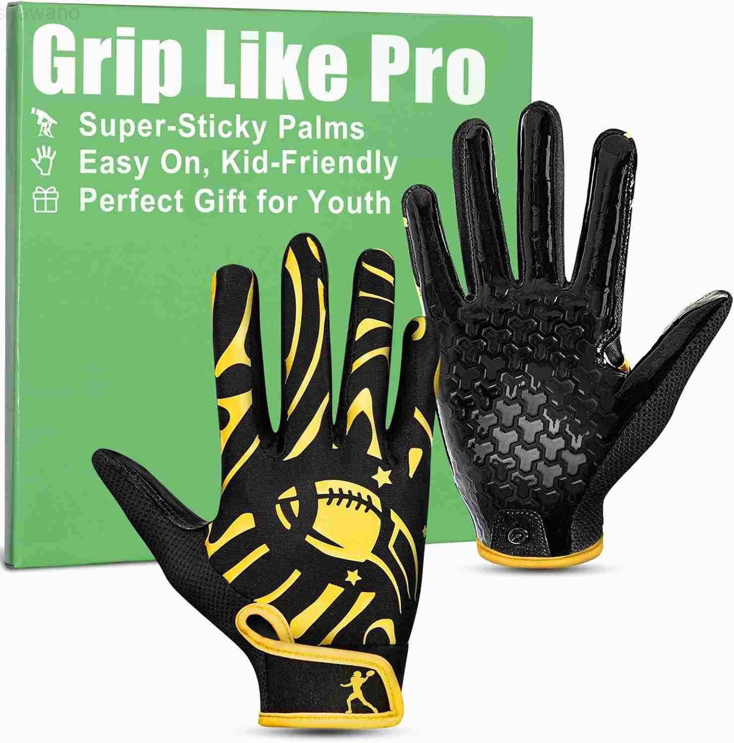 Panda Youth Football Gloves for Boys Girls White and Black Flag Football Gloves with Super Sticky Grip XSXL Wide Receiver Glove for Kids 514 Best Gift